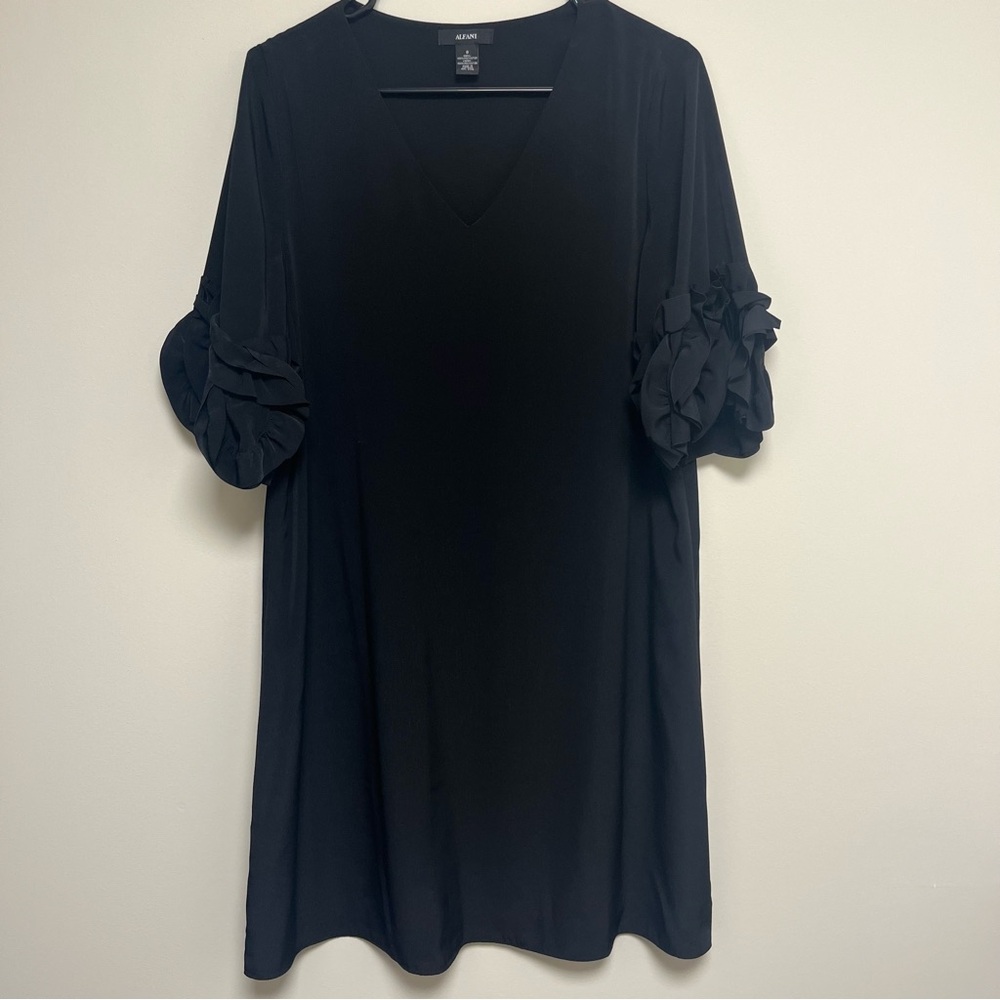 Alfani black mid sleeve v neck midi dress size‎ 8